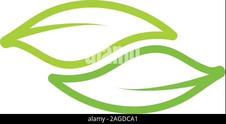 linked curves leaf nature symbol logo vector Stock Vector