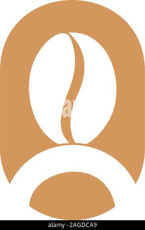 simple geometric brown coffee bean oval logo vector Stock Vector