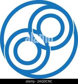 linked circles object chain overlap logo vector Stock Vector