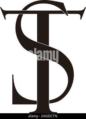 letter st linked monogram overlap logo vector Stock Vector