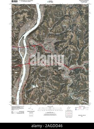 USGS TOPO Map Ohio WV Wheeling 20110111 TM Restoration Stock Photo