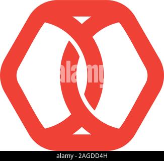 cross linear hexagonal linked logo vector Stock Vector