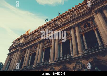Low angle shot of the historic Palais Garnier Opera house in Paris, France Stock Photo