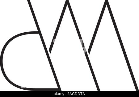 letter dm simple geometric line symbol logo vector Stock Vector