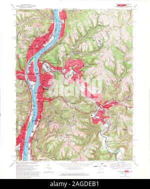 USGS TOPO Map Ohio WV Wheeling 701627 1968 24000 Restoration Stock Photo