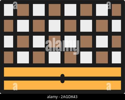 Vector chess board, portable game flat color line icon. Stock Vector