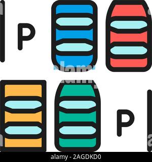 Car parking space flat color line icon. Isolated on white background Stock Vector