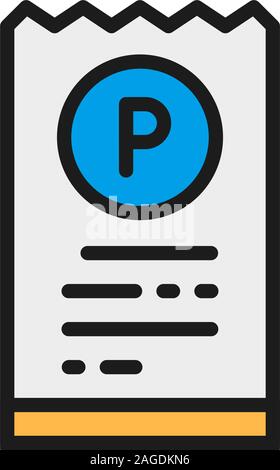 Parking ticket flat color line icon. Isolated on white background Stock Vector