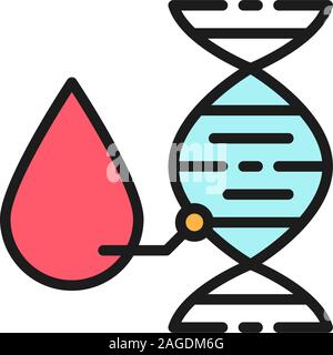 Vector blood test, dna blood flat color line icon. Stock Vector