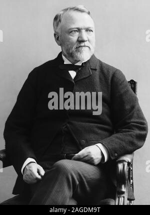 Vintage portrait photo of Scottish-American industrialist and philanthropist Andrew Carnegie (1835 – 1919). Photo circa 1880 by Brady-Handy. Stock Photo