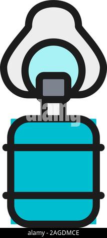 Artificial ventilation bag flat color line icon. Isolated on white background Stock Vector
