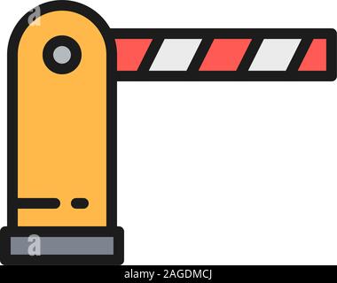 Automatic parking barrier flat color line icon. Isolated on white background Stock Vector