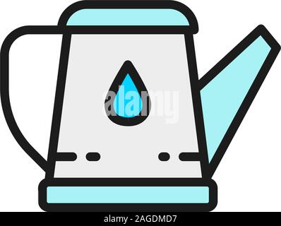 Watering can flat color line icon. Isolated on white background Stock Vector