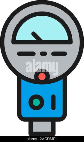 Parking meter flat color line icon. Isolated on white background Stock Vector