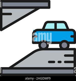 Underground parking flat color line icon. Isolated on white background Stock Vector