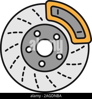 Disc brake with caliper color icon. Isolated vector illustration Stock Vector