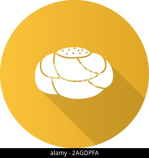 Pastry bread flat design long shadow glyph icon. Sweet dough. Fancy bread. Vector silhouette illustration Stock Vector