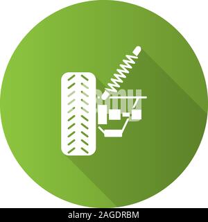 Car suspension flat design long shadow glyph icon. Shock absorber. Vector silhouette illustration Stock Vector