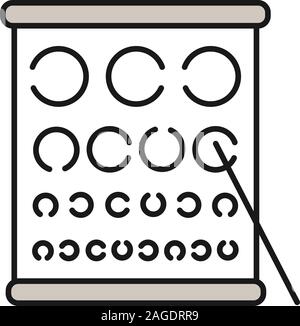 Landolt C Eye Test Chart broken ring medical illustration. Japanese ...