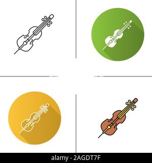 Cello icon. Flat design, linear and color styles. Violoncello. Isolated vector illustrations Stock Vector