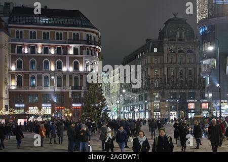 VIENNA, AUSTRIA - Dec 18, 2018: Main square in Vienna, Austria. Advent time Stock Photo
