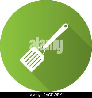 Kitchen spatula flat design long shadow glyph icon. Vector silhouette illustration Stock Vector