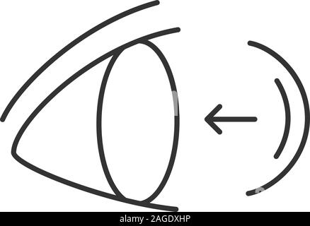 Eye contact lenses putting on linear icon. Thin line illustration. Contour symbol. Vector isolated outline drawing Stock Vector