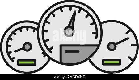 Dashboard color icon. Car instrument panel. Isolated vector illustration Stock Vector