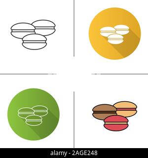 Macarons icon. Flat design, linear and color styles. Isolated vector illustrations Stock Vector