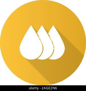 Printer ink flat design long shadow glyph icon. Liquid drops. Vector silhouette illustration Stock Vector