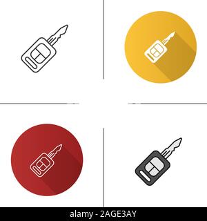 Car key icon. Flat design, linear and color styles. Isolated vector illustrations Stock Vector