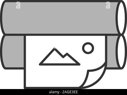 Offset printer color icon. Flexography. News printing machine. Isolated vector illustration Stock Vector