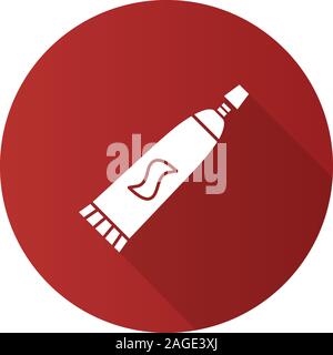 Toothpaste flat design long shadow glyph icon. Dentifrice. Vector silhouette illustration Stock Vector