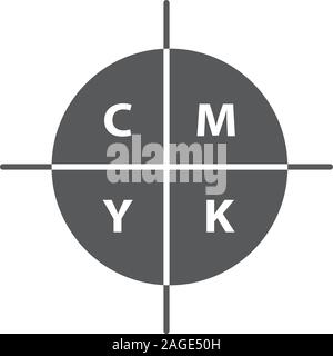 CMYK color circle model glyph icon. Silhouette symbol. Cyan, magenta ...