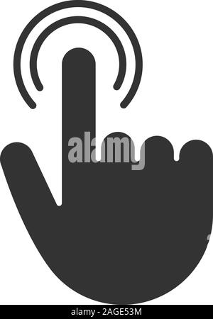 Double tap touch gesture glyph icon. Silhouette symbol. Hold and press button. Negative space. Vector isolated illustration Stock Vector