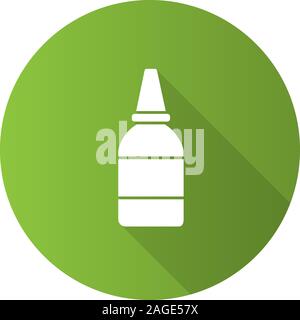 Eye or nasal drops flat design long shadow glyph icon. Vector silhouette illustration Stock Vector