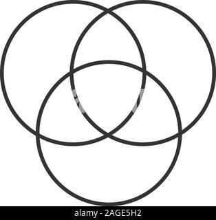 CMYK or RGB color circles flat design long shadow glyph icon. Venn ...