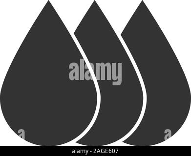 Printer ink glyph icon. Liquid drops. Silhouette symbol. Negative space. Vector isolated illustration Stock Vector