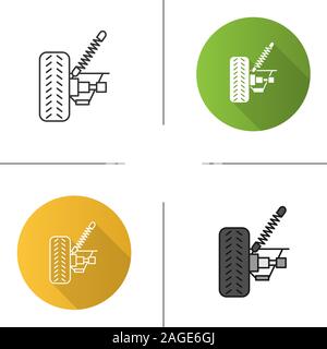 Car suspension icon. Flat design, linear and color styles. Shock absorber. Isolated vector illustrations Stock Vector
