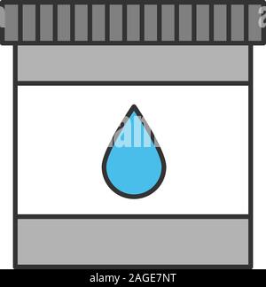 Printer cartridge ink color icon. Plastic bottle with drop. Isolated vector illustration Stock Vector