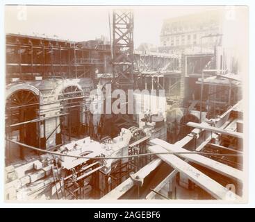 Interior work, Astor Hall : construction of arches and walls.; Interior ...