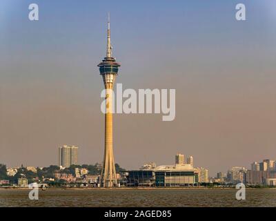 Afternoon sunny view of Macau Tower Convention and Entertainment Center at China Stock Photo