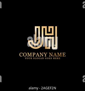 FH initial letter Logo Inspiration, F and H combination logo vector with hexagonal idea Stock Vector