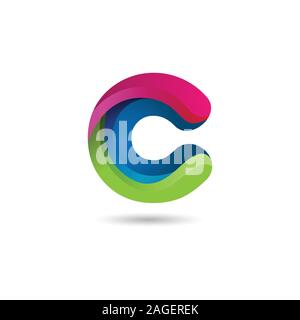 Letter C gradient color technology logo design vector illustration. C lettermark tech design corporate template logo Stock Vector