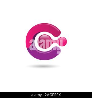 Letter C gradient color technology logo design vector illustration. C lettermark tech design corporate template logo Stock Vector