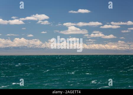 Lake in Mogolia in front of mountains Stock Photo