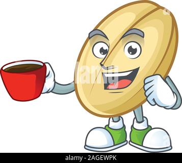 Picture of split bean character with a cup of coffee Stock Vector