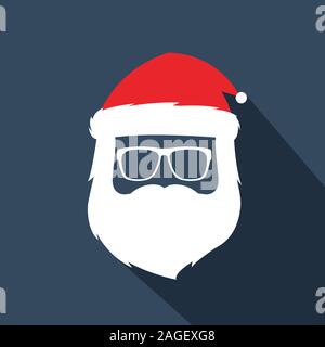 Silhouette of Santa Claus hat and beard on dark background Stock Vector