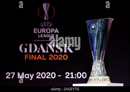 Gdansk, Poland. 18th Dec, 2019. UEFA Europa League trophy. The 2020 UEFA Europa League Final will be the final match of the 2019-20 UEFA Europa League, the 49th season of Europe's secondary club football tournament organised by UEFA, and the 11th season since it was renamed from the UEFA Cup to the UEFA Europa League. It will be played at the Stadion Energa Gdansk in Gdansk, Poland on 27 May 2020. Credit: SOPA Images Limited/Alamy Live News Stock Photo