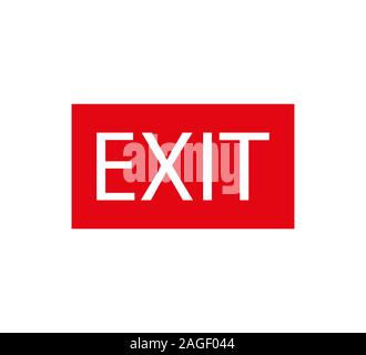 Red exit sign. Vector illustration, flat design. Stock Vector